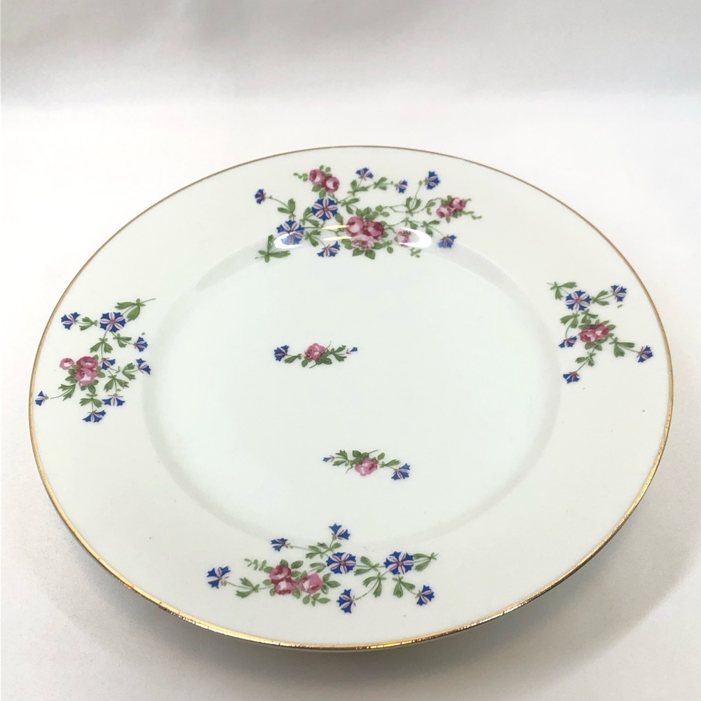 Vintage Limoges France Porcelain Floral Pedestal Plate Cake Stand